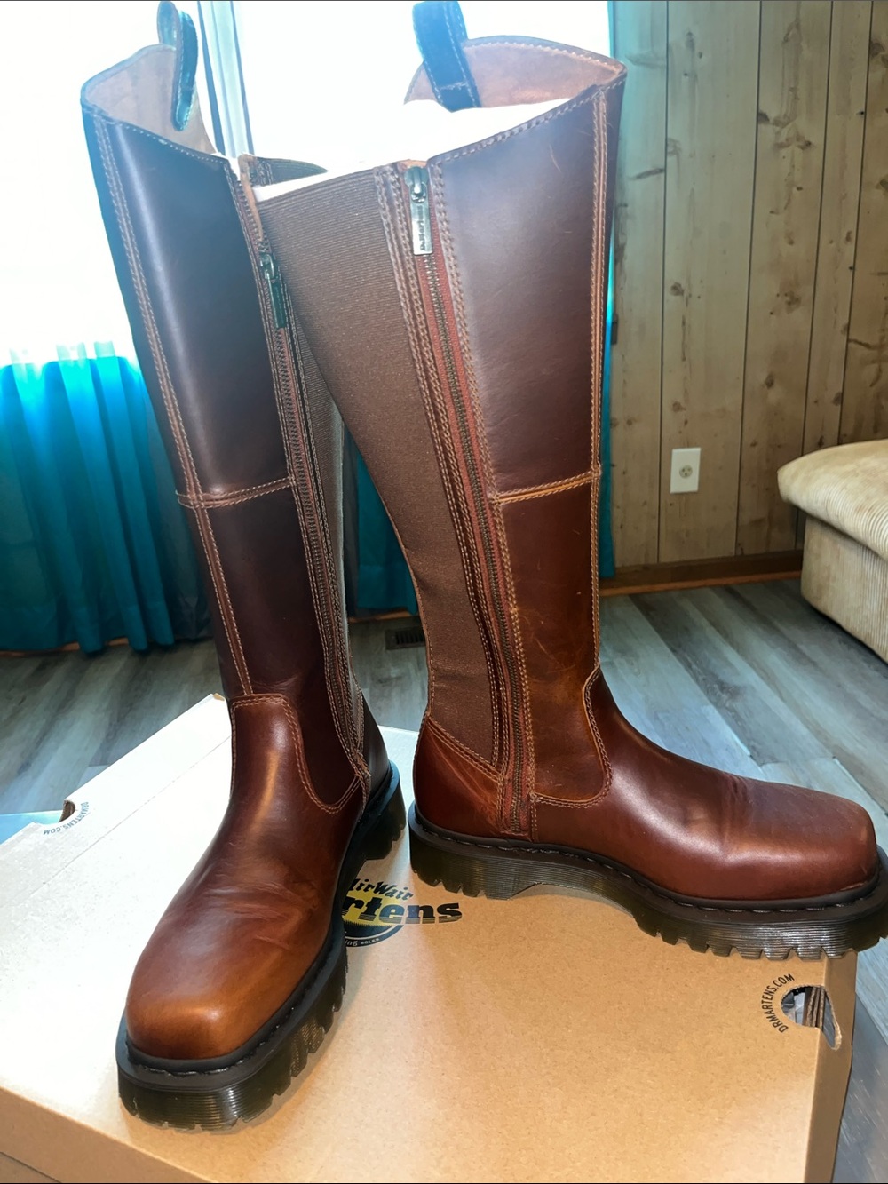 Dr. Martens Brown Leather Knee-High Boots (Amaayah Hi) - Picture 3 of 8